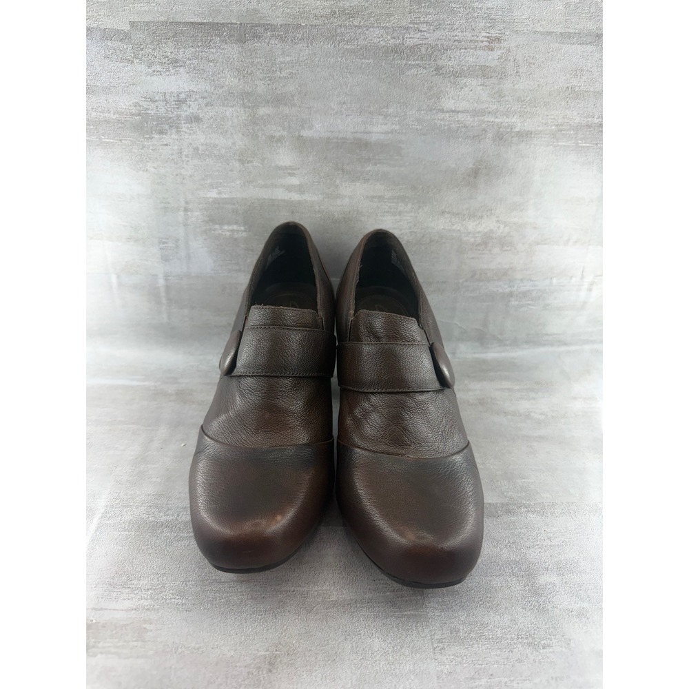 Clarks Bendables Brown Leather Heeled Shooties Round Toe Pumps Women Sz 10M